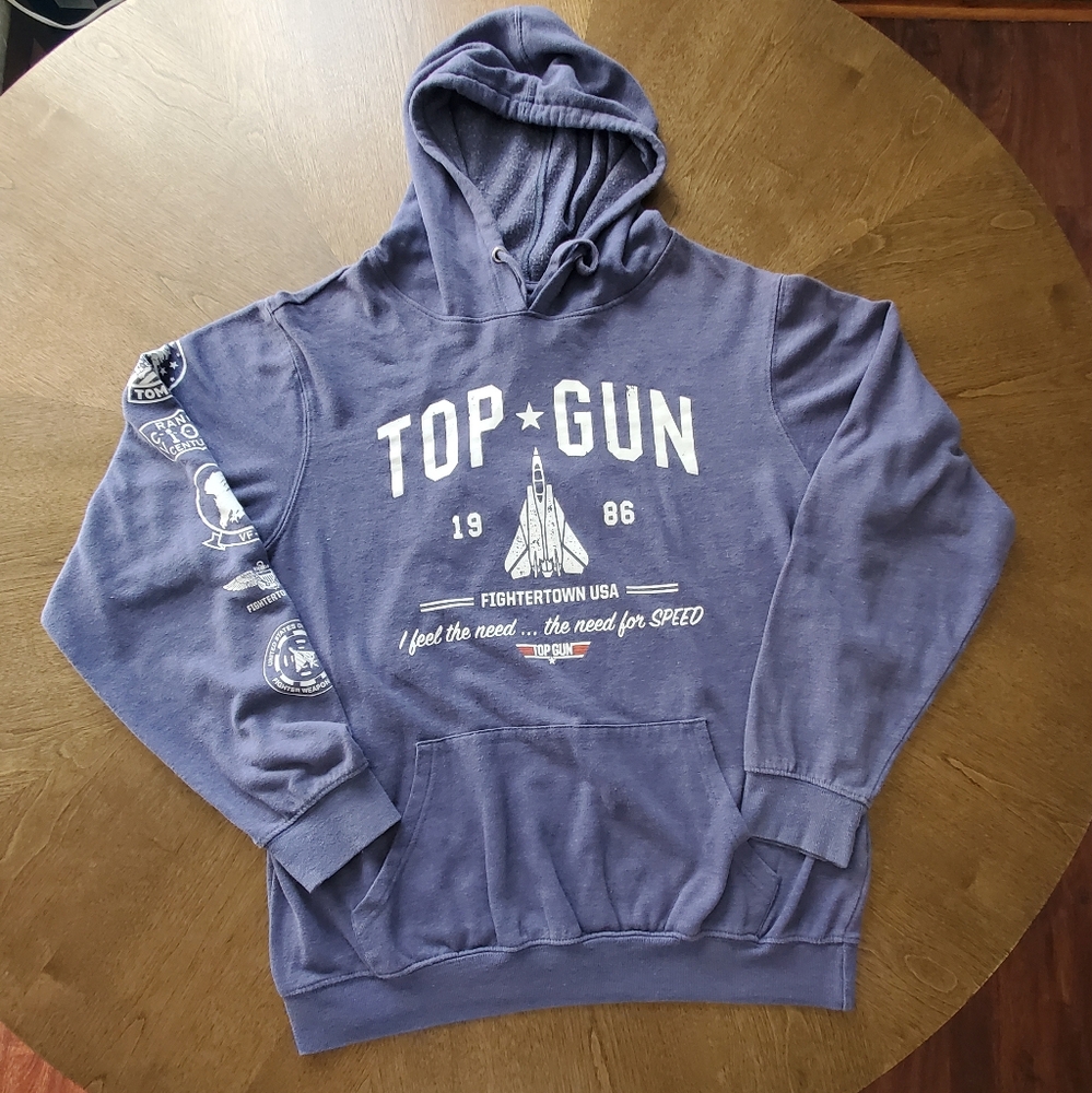 Blue Pullover Hoodie with Graphic Design